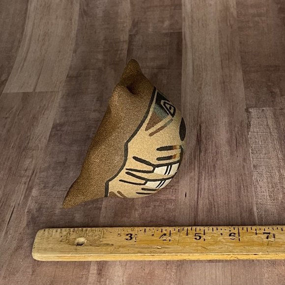 Vtg 80s Native Sand Art Painting Turtle Tortoise w Yei Figure Southwest 6” L - Picture 16 of 16